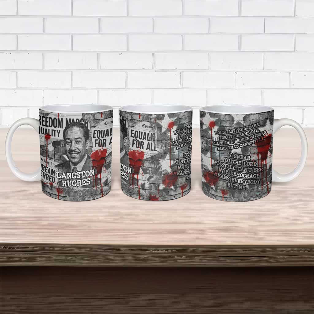 Langston Hughes Ceramic Mug Urban Brick Wall Design with Protest Art and Poetry Powerful Quotes - Wonder Print Shop