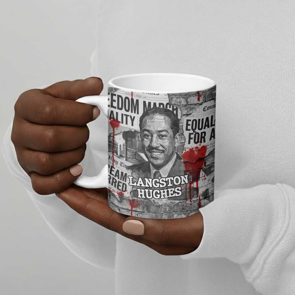 Langston Hughes Ceramic Mug Urban Brick Wall Design with Protest Art and Poetry Powerful Quotes - Wonder Print Shop