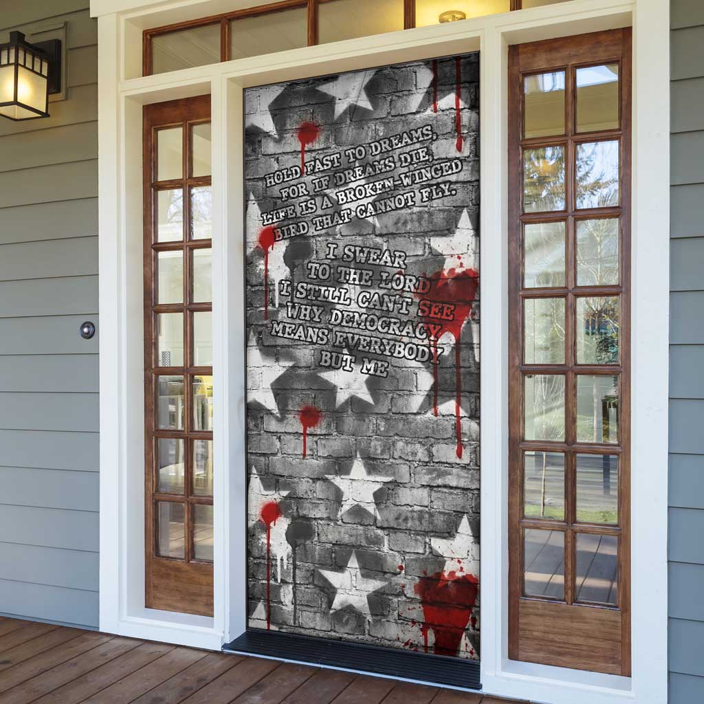 Langston Hughes Door Cover Urban Brick Wall Design with Protest Art and Poetry Powerful Quotes - Wonder Print Shop