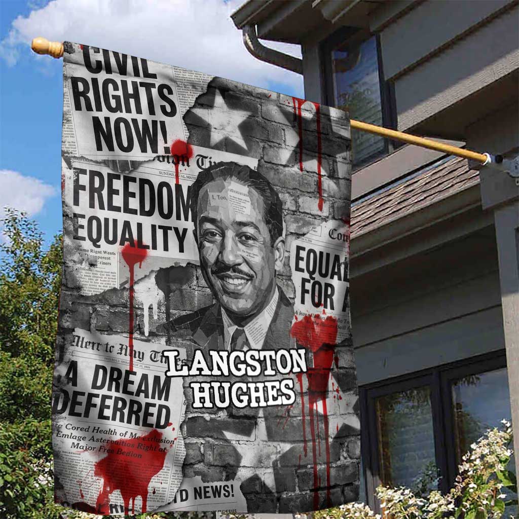 Langston Hughes Garden Flag Urban Brick Wall Design with Protest Art and Poetry Powerful Quotes - Wonder Print Shop