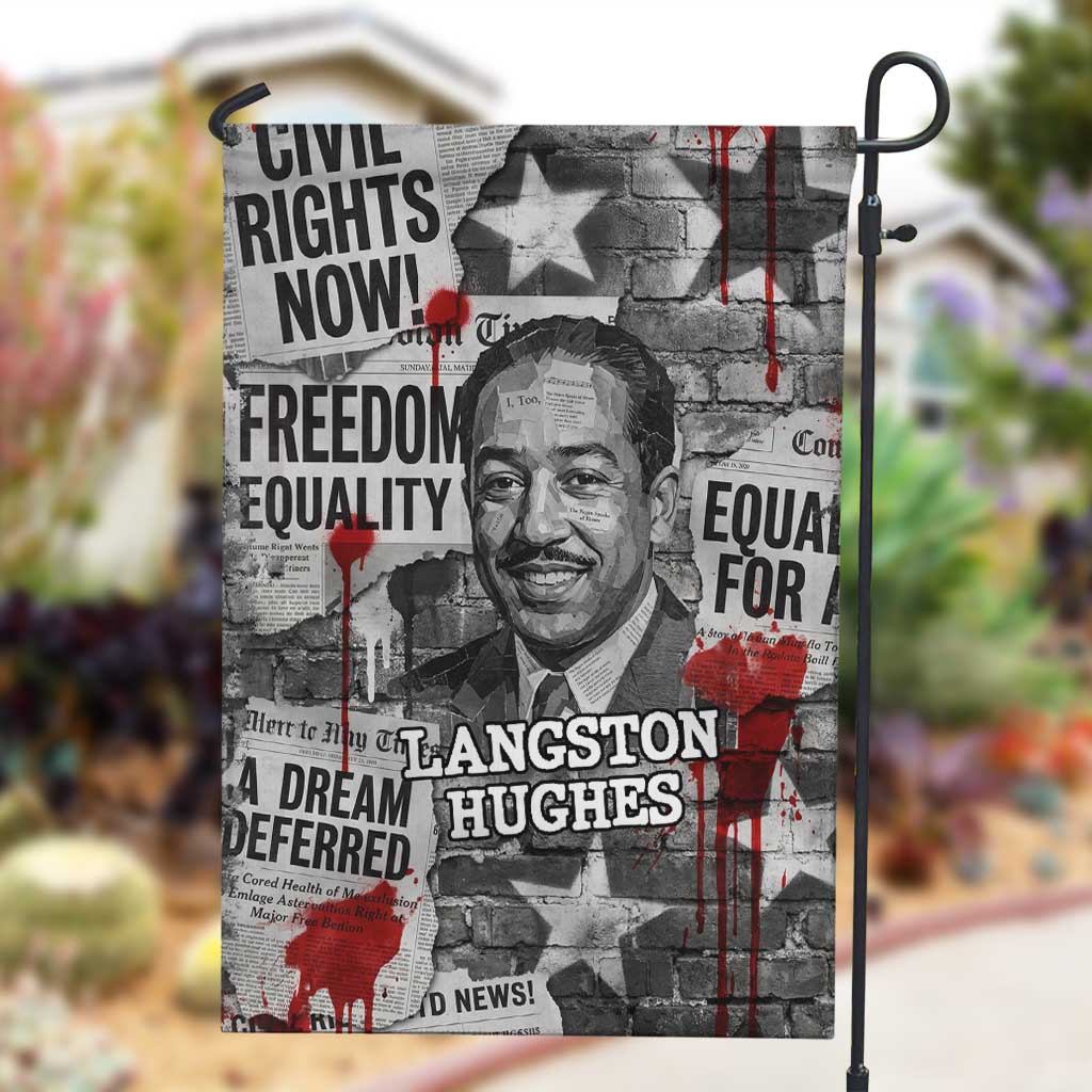 Langston Hughes Garden Flag Urban Brick Wall Design with Protest Art and Poetry Powerful Quotes - Wonder Print Shop