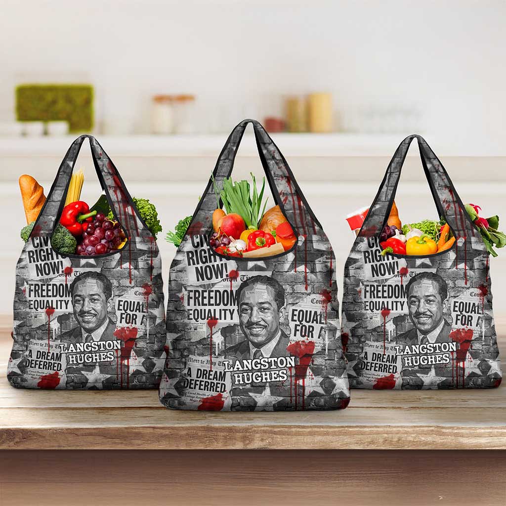 Langston Hughes Grocery Bag Urban Brick Wall Design with Protest Art and Poetry Powerful Quotes - Wonder Print Shop