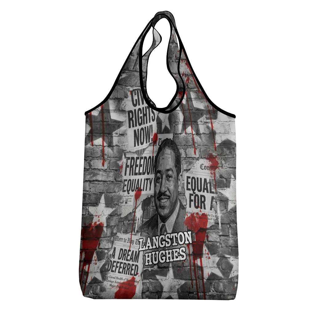 Langston Hughes Grocery Bag Urban Brick Wall Design with Protest Art and Poetry Powerful Quotes - Wonder Print Shop