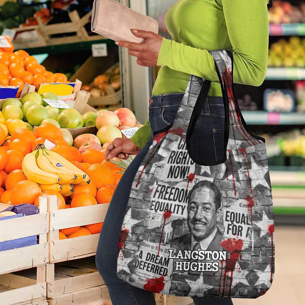 Langston Hughes Grocery Bag Urban Brick Wall Design with Protest Art and Poetry Powerful Quotes - Wonder Print Shop