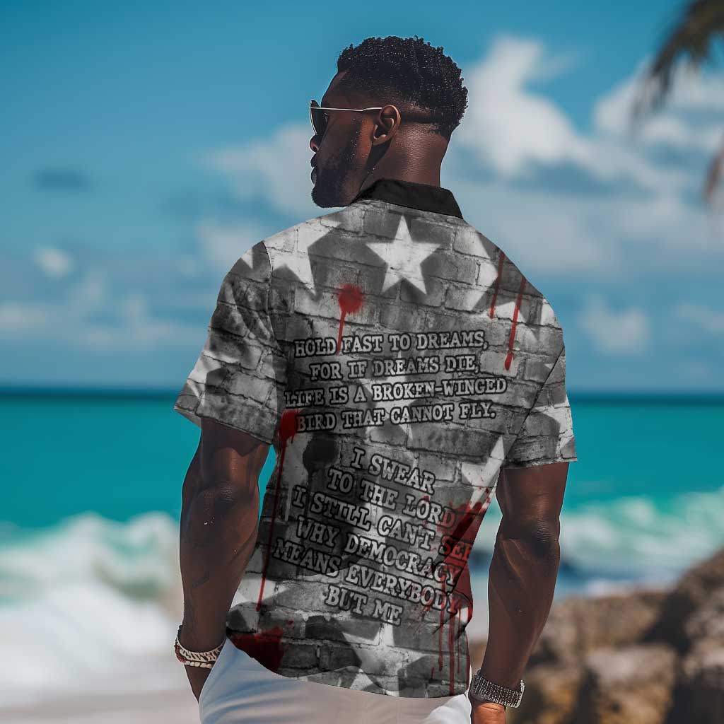 Langston Hughes Hawaiian Shirt Urban Brick Wall Design with Protest Art and Poetry Powerful Quotes - Wonder Print Shop