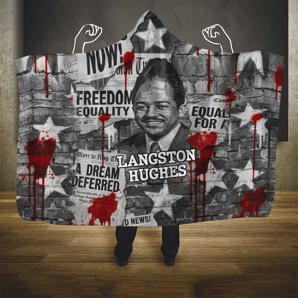Langston Hughes Hooded Blanket Urban Brick Wall Design with Protest Art and Poetry Powerful Quotes - Wonder Print Shop