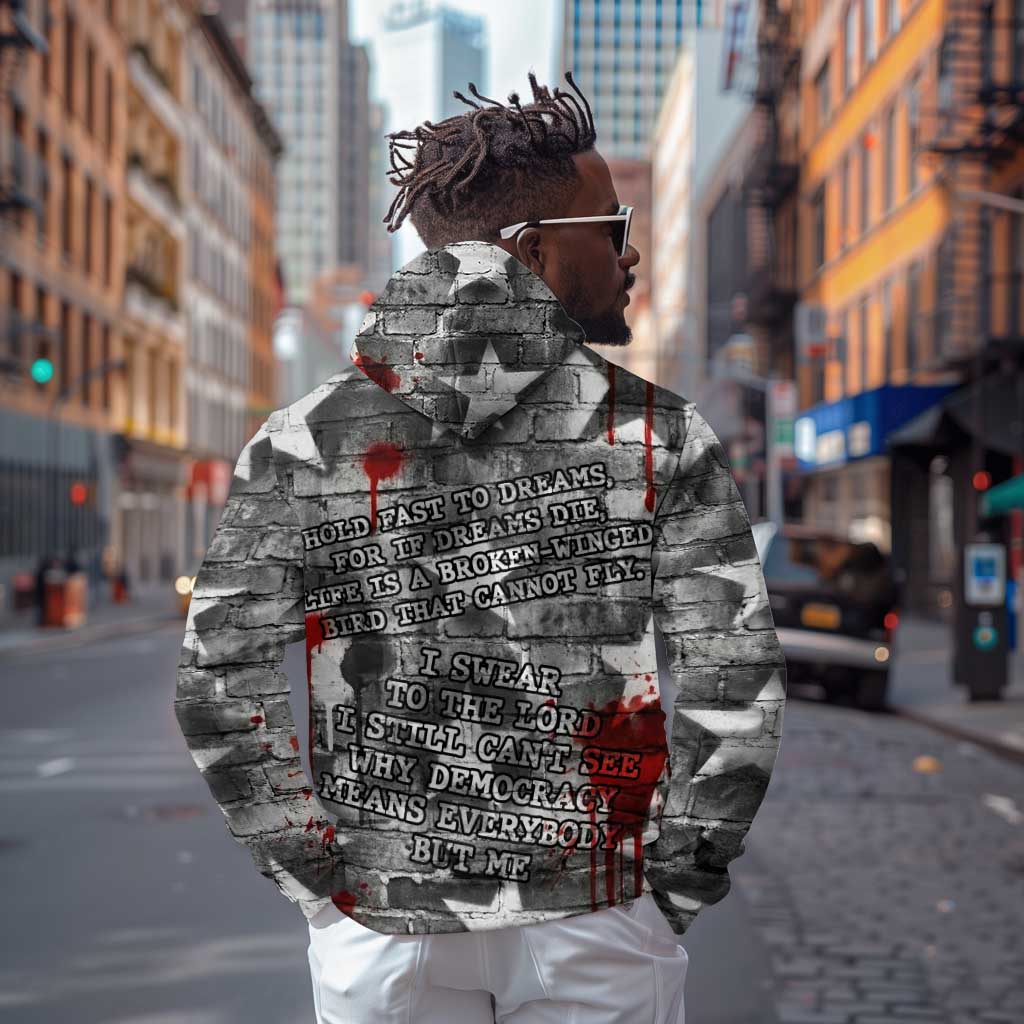 Langston Hughes Hoodie Urban Brick Wall Design with Protest Art and Poetry Powerful Quotes - Wonder Print Shop