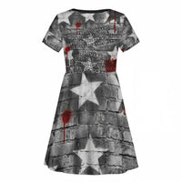 Langston Hughes Kid Short Sleeve Dress Urban Brick Wall Design with Protest Art and Poetry Powerful Quotes - Wonder Print Shop