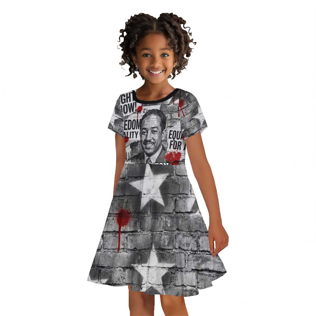 Langston Hughes Kid Short Sleeve Dress Urban Brick Wall Design with Protest Art and Poetry Powerful Quotes - Wonder Print Shop