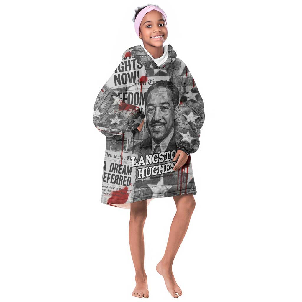 Langston Hughes Kid Wearable Blanket Hoodie Urban Brick Wall Design with Protest Art and Poetry Powerful Quotes - Wonder Print Shop