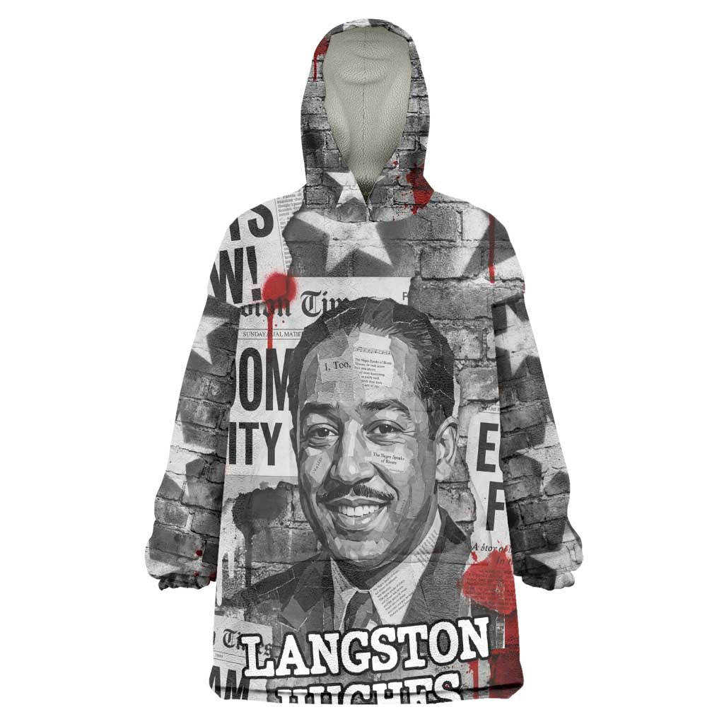 Langston Hughes Kid Wearable Blanket Hoodie Urban Brick Wall Design with Protest Art and Poetry Powerful Quotes - Wonder Print Shop