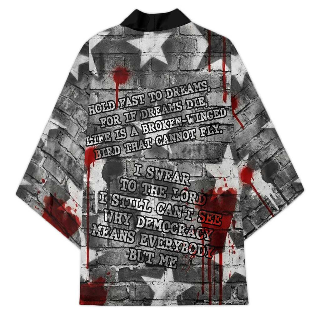 Langston Hughes Kimono Urban Brick Wall Design with Protest Art and Poetry Powerful Quotes - Wonder Print Shop