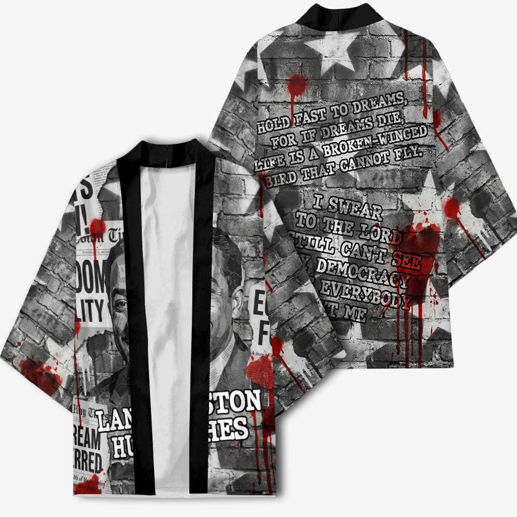 Langston Hughes Kimono Urban Brick Wall Design with Protest Art and Poetry Powerful Quotes - Wonder Print Shop