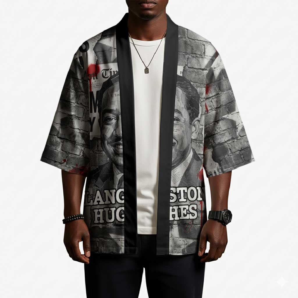 Langston Hughes Kimono Urban Brick Wall Design with Protest Art and Poetry Powerful Quotes - Wonder Print Shop