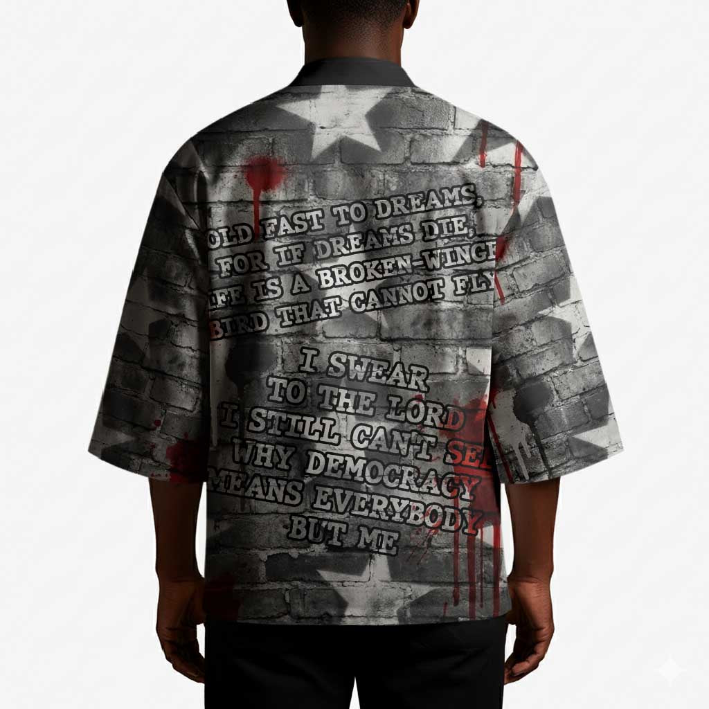 Langston Hughes Kimono Urban Brick Wall Design with Protest Art and Poetry Powerful Quotes - Wonder Print Shop