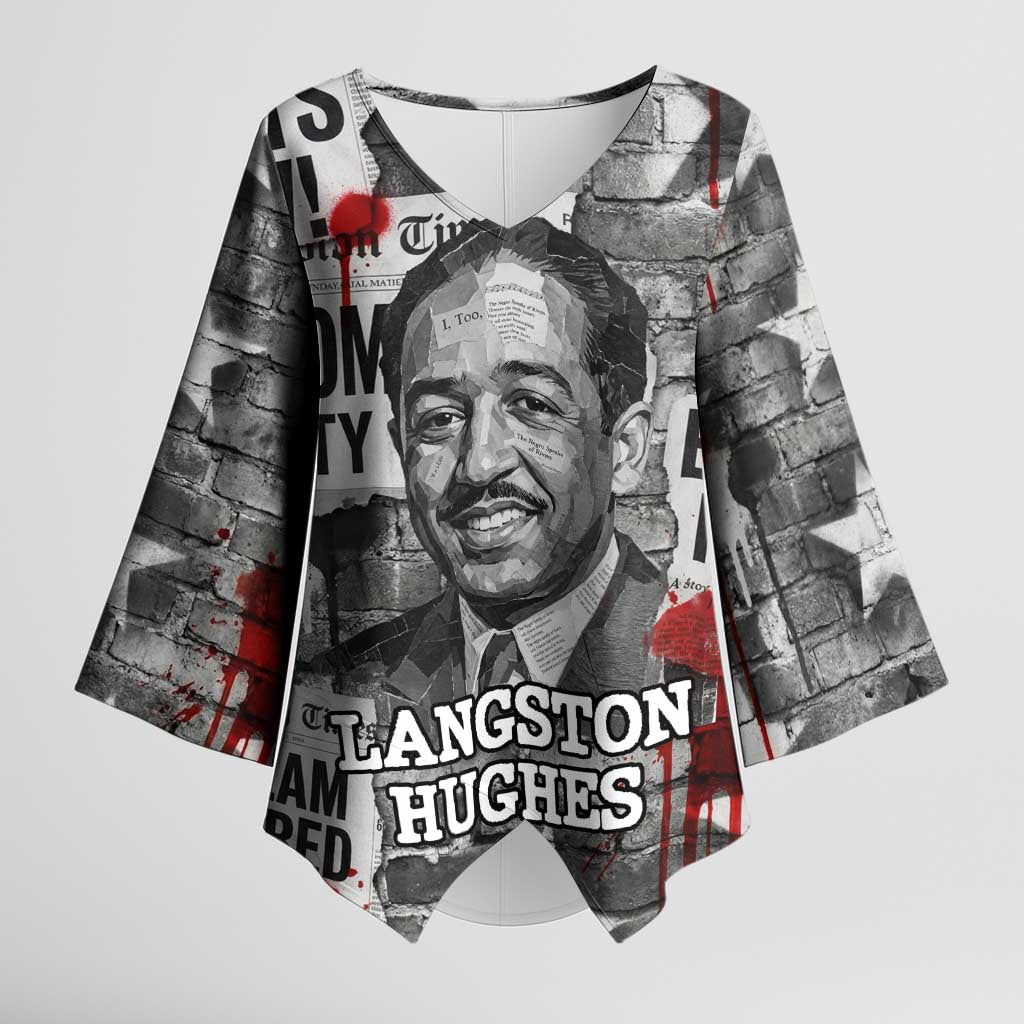 Langston Hughes Kimono Sleeve Blouse Urban Brick Wall Design with Protest Art and Poetry Powerful Quotes - Wonder Print Shop