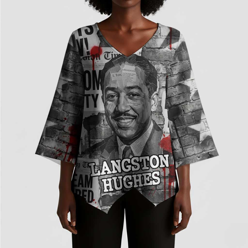 Langston Hughes Kimono Sleeve Blouse Urban Brick Wall Design with Protest Art and Poetry Powerful Quotes - Wonder Print Shop