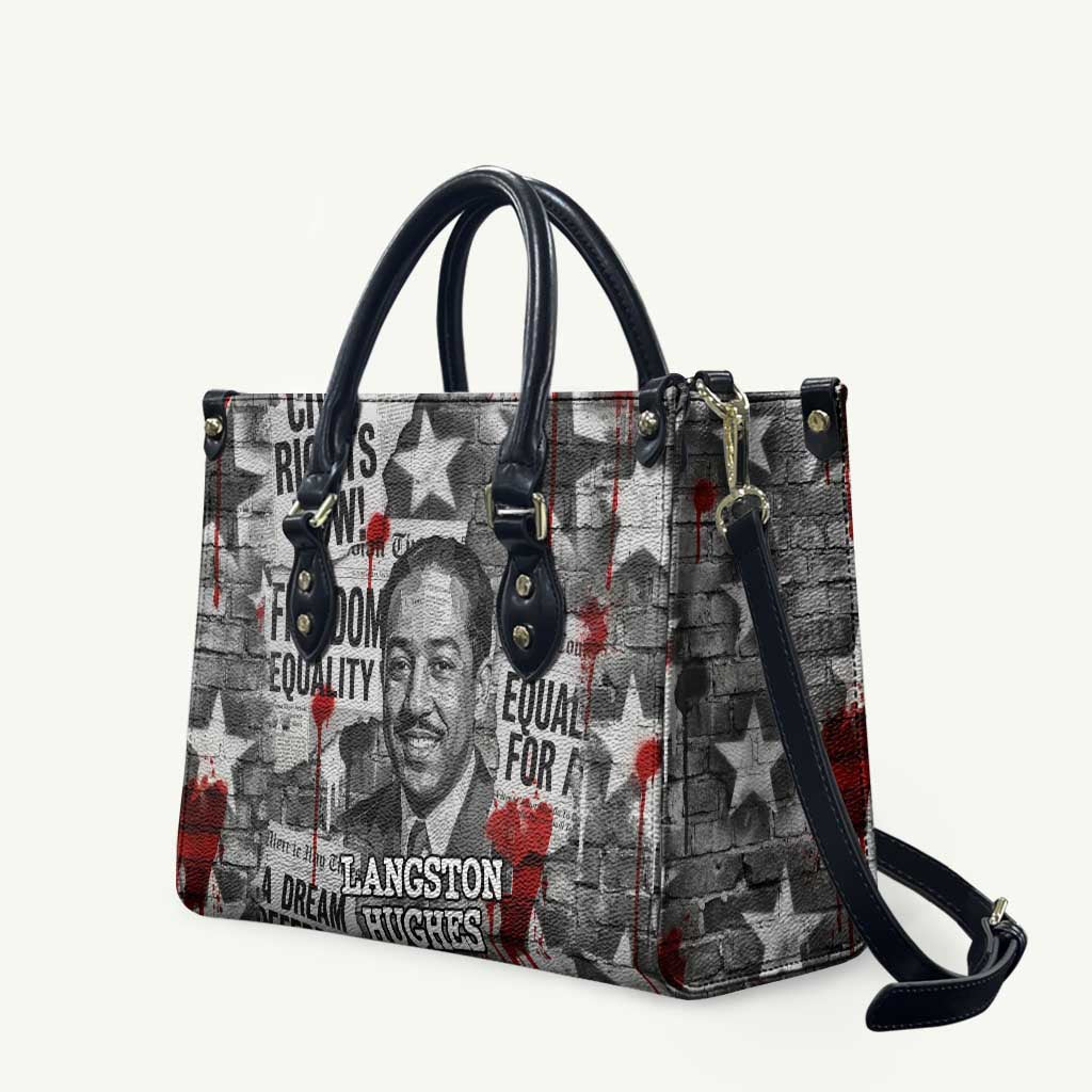 Langston Hughes Leather Bag Urban Brick Wall Design with Protest Art and Poetry Powerful Quotes - Wonder Print Shop