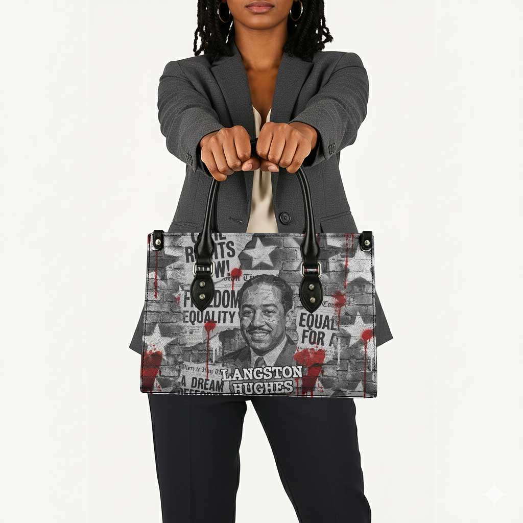 Langston Hughes Leather Bag Urban Brick Wall Design with Protest Art and Poetry Powerful Quotes - Wonder Print Shop