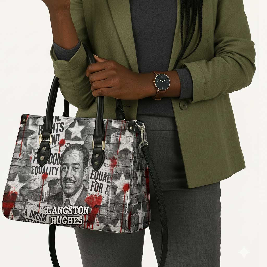 Langston Hughes Leather Bag Urban Brick Wall Design with Protest Art and Poetry Powerful Quotes - Wonder Print Shop