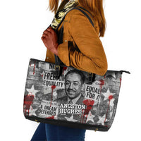 Langston Hughes Leather Tote Bag Urban Brick Wall Design with Protest Art and Poetry Powerful Quotes - Wonder Print Shop
