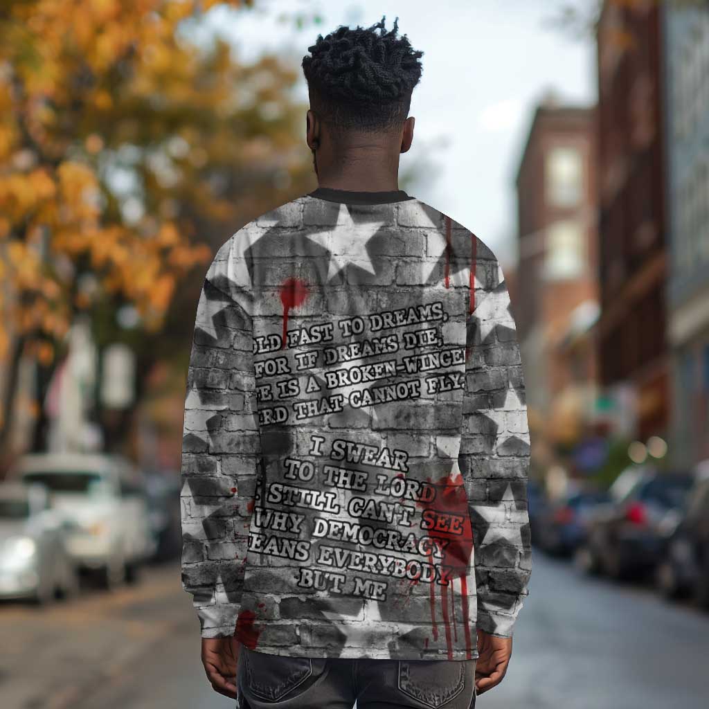 Langston Hughes Long Sleeve Shirt Urban Brick Wall Design with Protest Art and Poetry Powerful Quotes - Wonder Print Shop