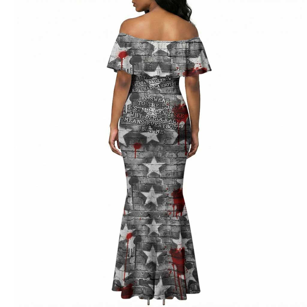Langston Hughes Mermaid Dress Urban Brick Wall Design with Protest Art and Poetry Powerful Quotes - Wonder Print Shop