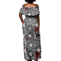Langston Hughes Off Shoulder Maxi Dress Urban Brick Wall Design with Protest Art and Poetry Powerful Quotes - Wonder Print Shop