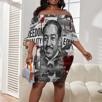 Langston Hughes Off Shoulder Short Dress Urban Brick Wall Design with Protest Art and Poetry Powerful Quotes - Wonder Print Shop