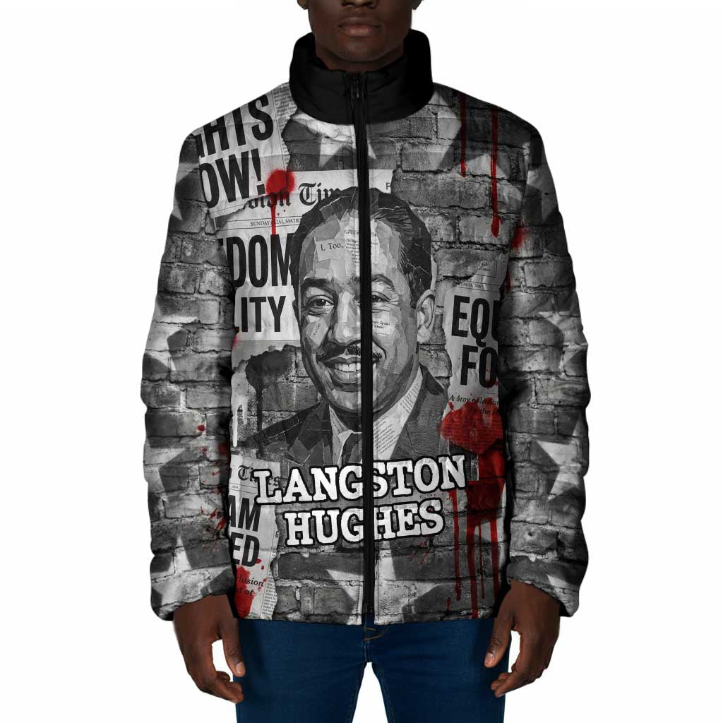 Langston Hughes Padded Jacket Urban Brick Wall Design with Protest Art and Poetry Powerful Quotes - Wonder Print Shop