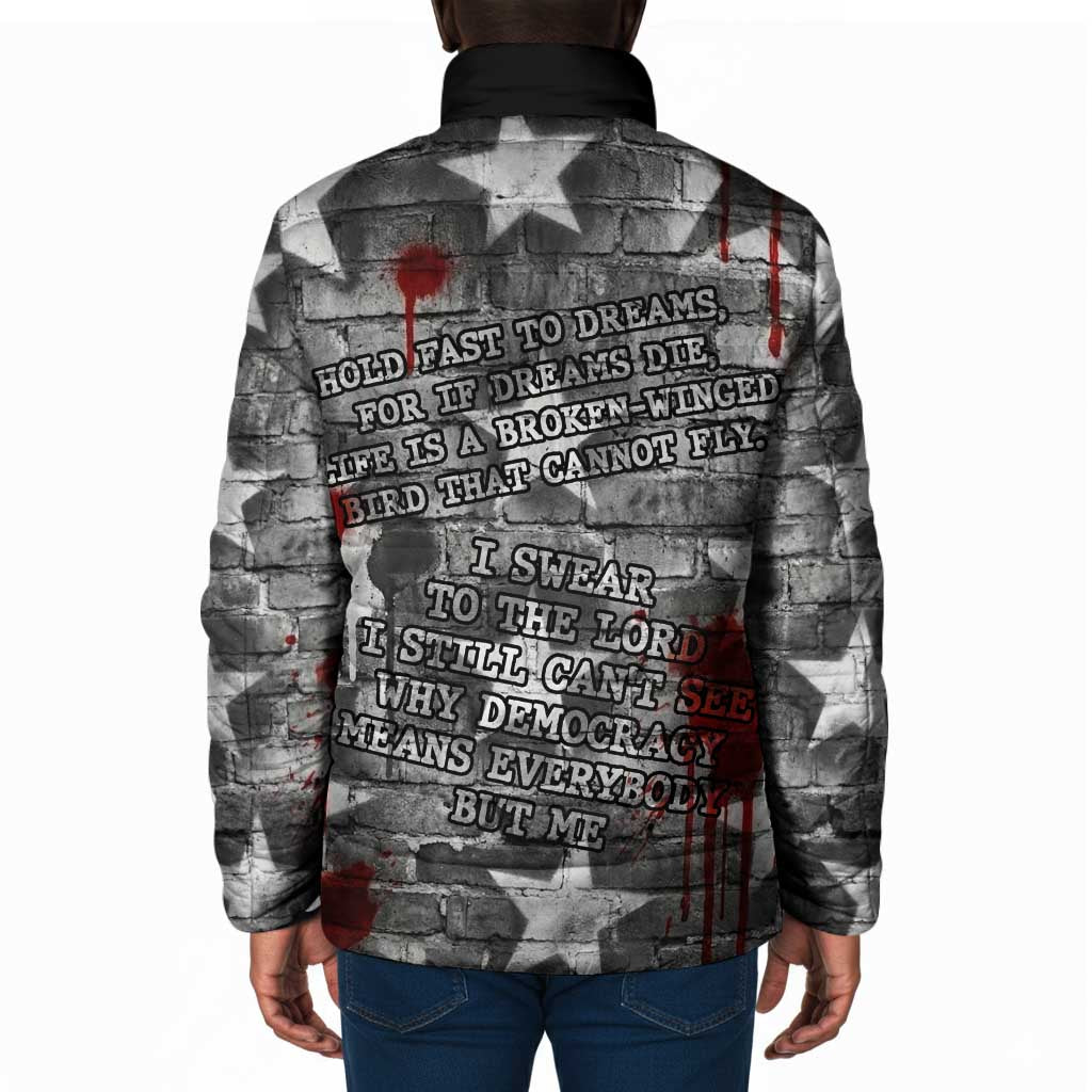 Langston Hughes Padded Jacket Urban Brick Wall Design with Protest Art and Poetry Powerful Quotes - Wonder Print Shop