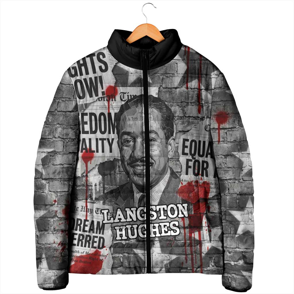 Langston Hughes Padded Jacket Urban Brick Wall Design with Protest Art and Poetry Powerful Quotes - Wonder Print Shop