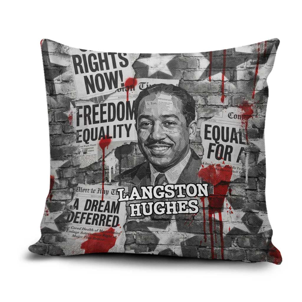 Langston Hughes Pillow Cover Urban Brick Wall Design with Protest Art and Poetry Powerful Quotes - Wonder Print Shop
