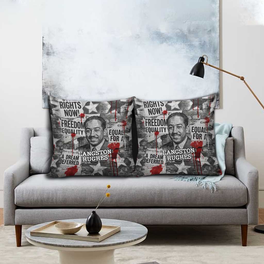 Langston Hughes Pillow Cover Urban Brick Wall Design with Protest Art and Poetry Powerful Quotes - Wonder Print Shop