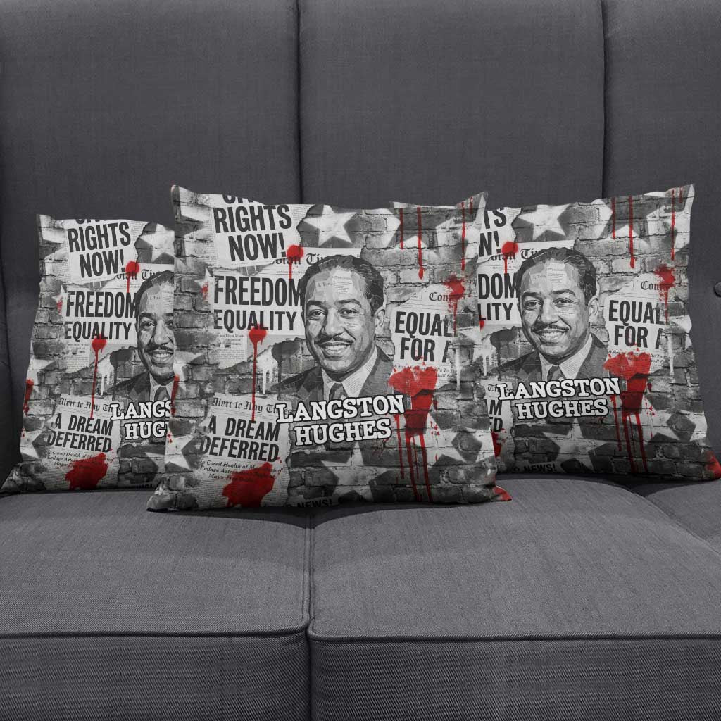 Langston Hughes Pillow Cover Urban Brick Wall Design with Protest Art and Poetry Powerful Quotes - Wonder Print Shop