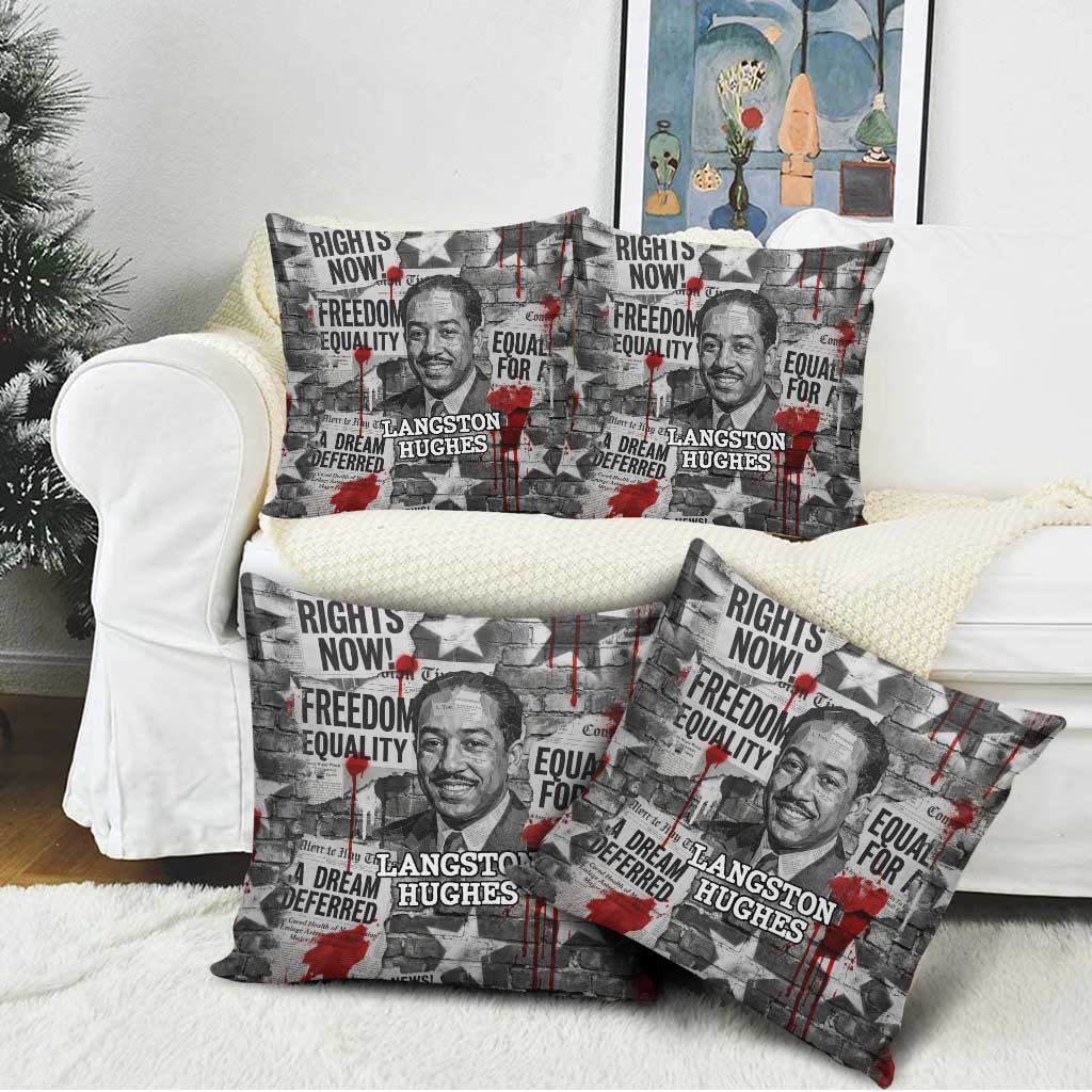 Langston Hughes Pillow Cover Urban Brick Wall Design with Protest Art and Poetry Powerful Quotes - Wonder Print Shop