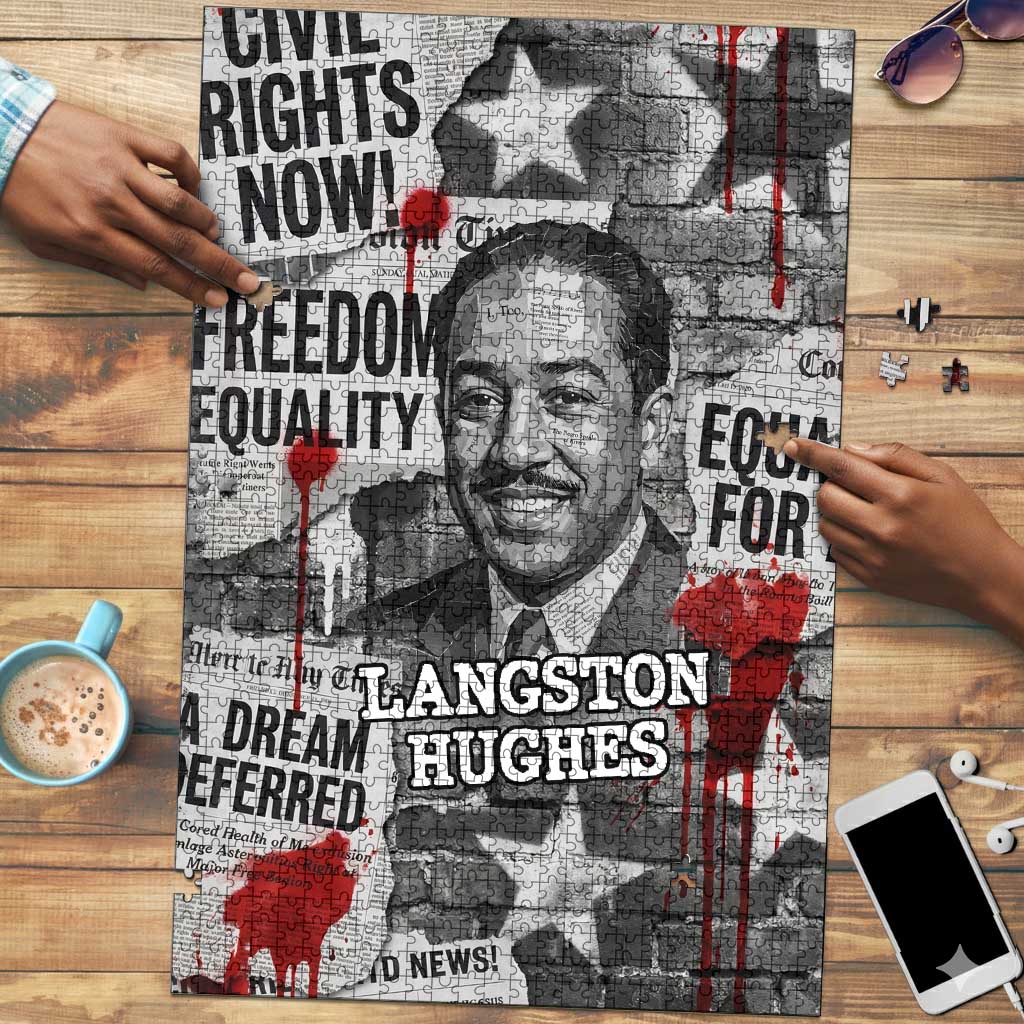 Langston Hughes Puzzle Urban Brick Wall Design with Protest Art and Poetry Powerful Quotes - Wonder Print Shop