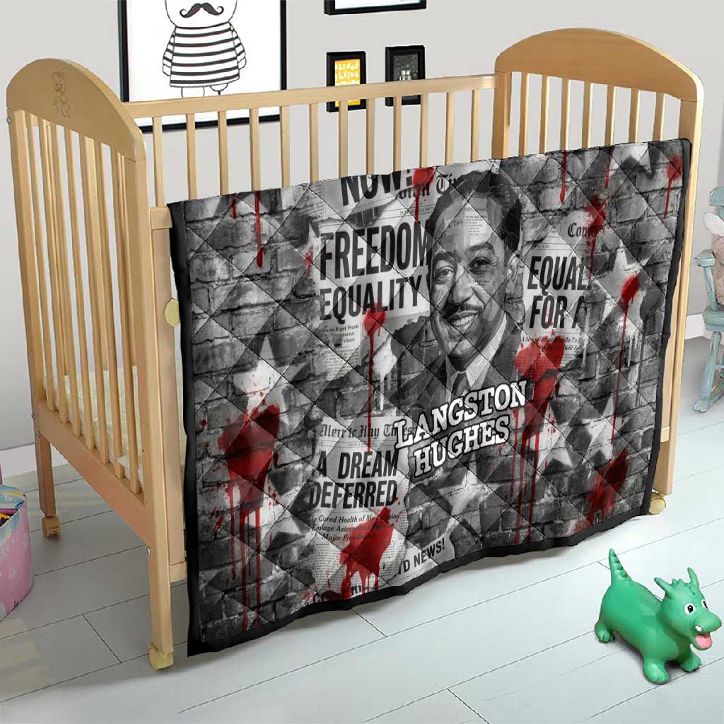 Langston Hughes Quilt Urban Brick Wall Design with Protest Art and Poetry Powerful Quotes - Wonder Print Shop
