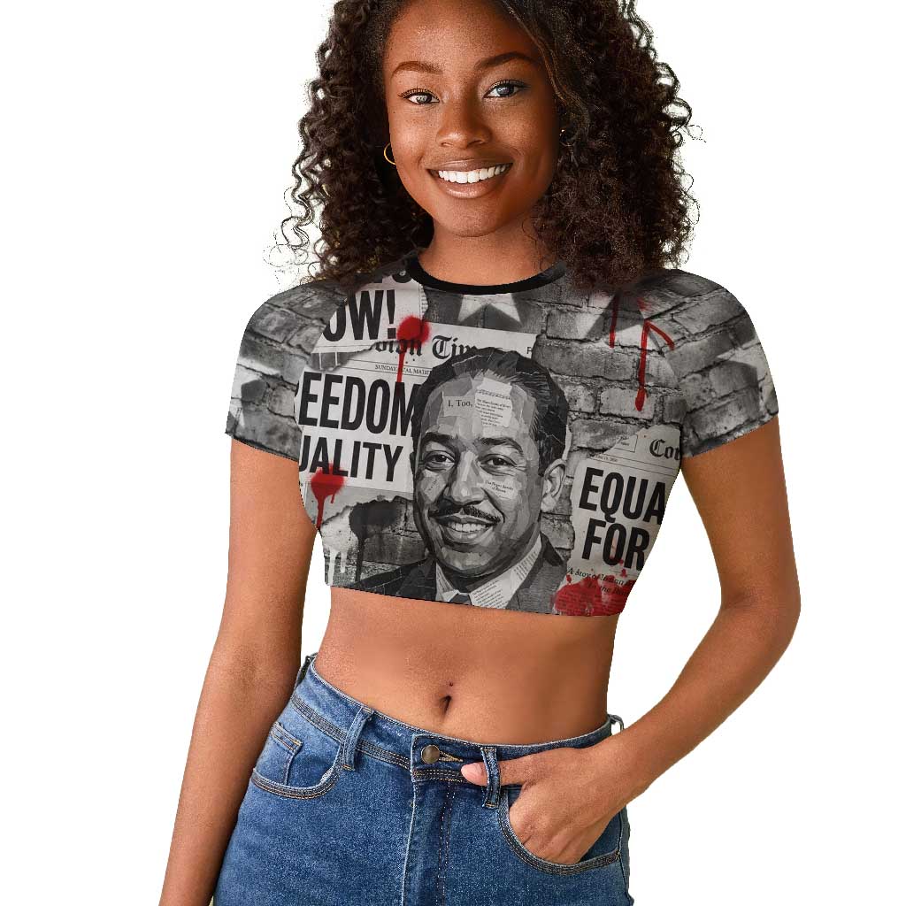Langston Hughes Raglan Cropped T shirt Urban Brick Wall Design with Protest Art and Poetry Powerful Quotes - Wonder Print Shop
