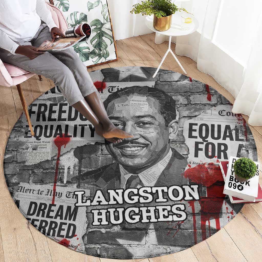 Langston Hughes Round Carpet Urban Brick Wall Design with Protest Art and Poetry Powerful Quotes - Wonder Print Shop