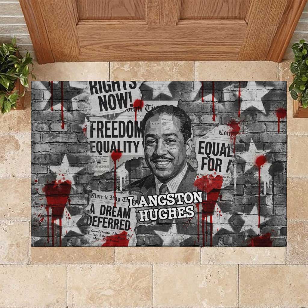 Langston Hughes Rubber Doormat Urban Brick Wall Design with Protest Art and Poetry Powerful Quotes - Wonder Print Shop