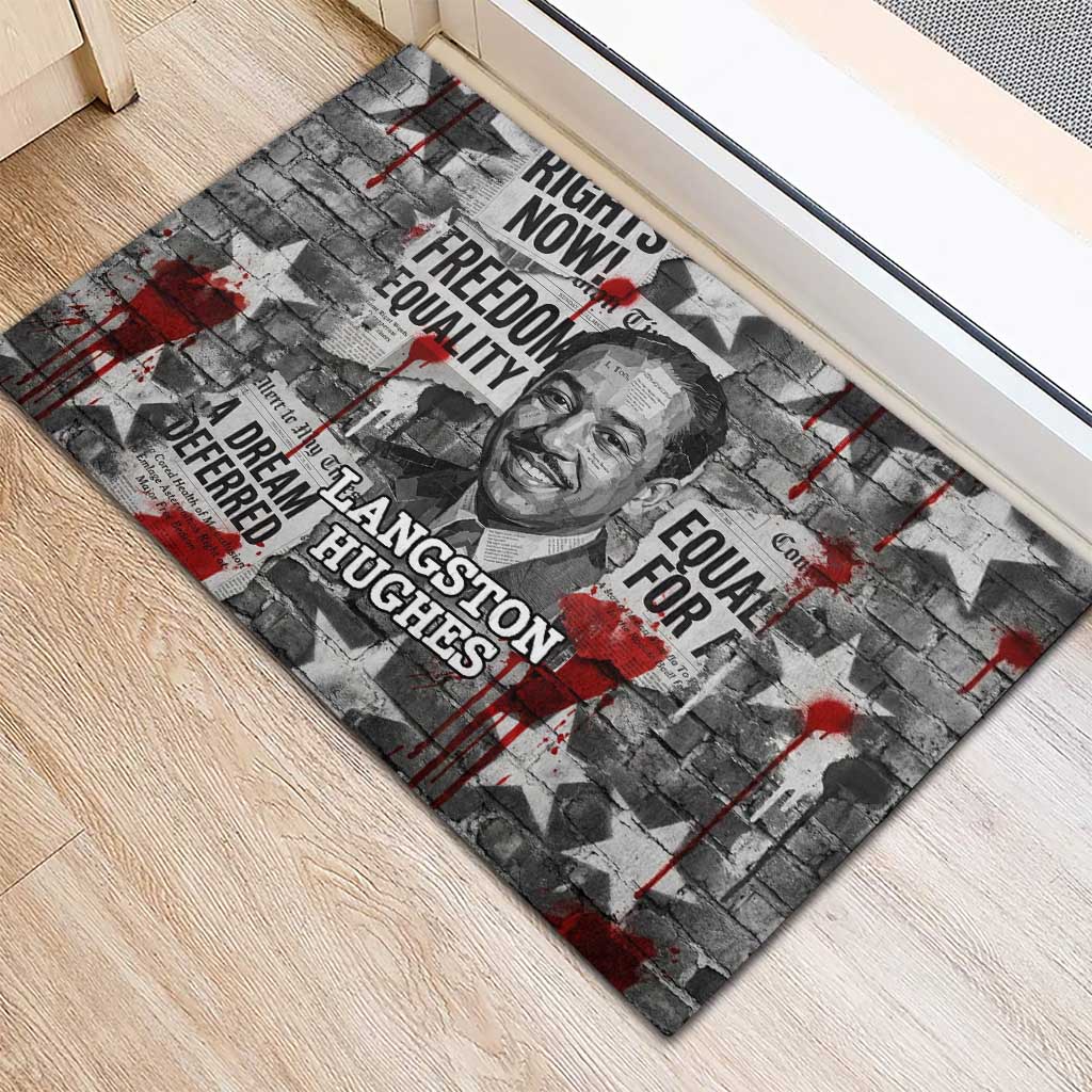 Langston Hughes Rubber Doormat Urban Brick Wall Design with Protest Art and Poetry Powerful Quotes - Wonder Print Shop