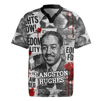 Langston Hughes Rugby Jersey Urban Brick Wall Design with Protest Art and Poetry Powerful Quotes - Wonder Print Shop