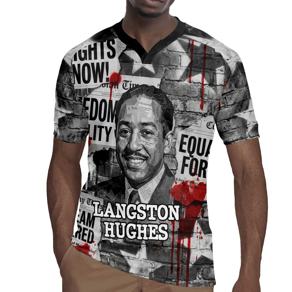 Langston Hughes Rugby Jersey Urban Brick Wall Design with Protest Art and Poetry Powerful Quotes - Wonder Print Shop