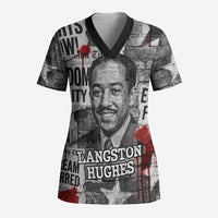Langston Hughes Scrub Top Urban Brick Wall Design with Protest Art and Poetry Powerful Quotes - Wonder Print Shop