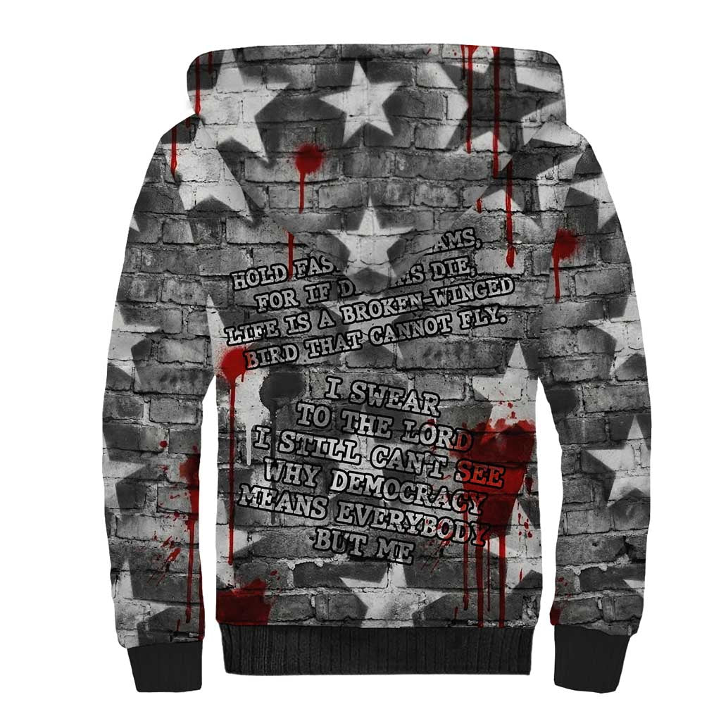 Langston Hughes Sherpa Hoodie Urban Brick Wall Design with Protest Art and Poetry Powerful Quotes - Wonder Print Shop