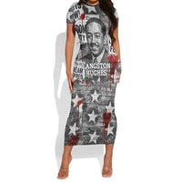 Langston Hughes Short Sleeve Bodycon Dress Urban Brick Wall Design with Protest Art and Poetry Powerful Quotes - Wonder Print Shop