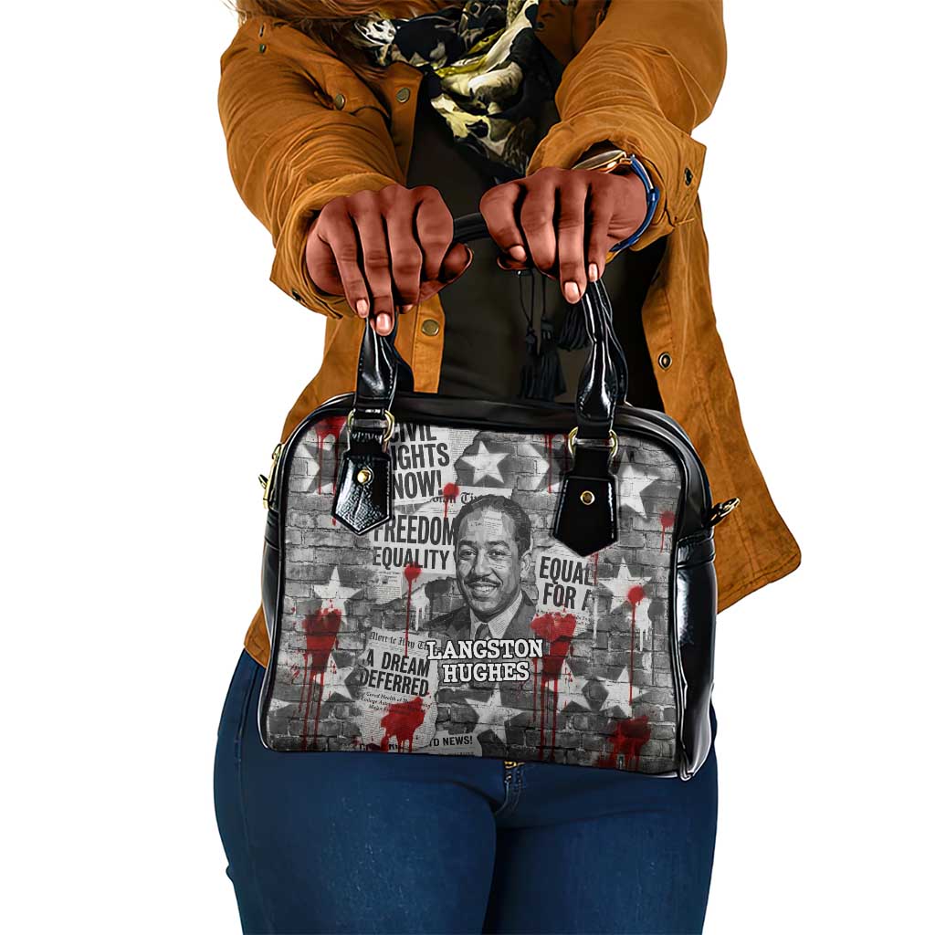 Langston Hughes Shoulder Handbag Urban Brick Wall Design with Protest Art and Poetry Powerful Quotes - Wonder Print Shop