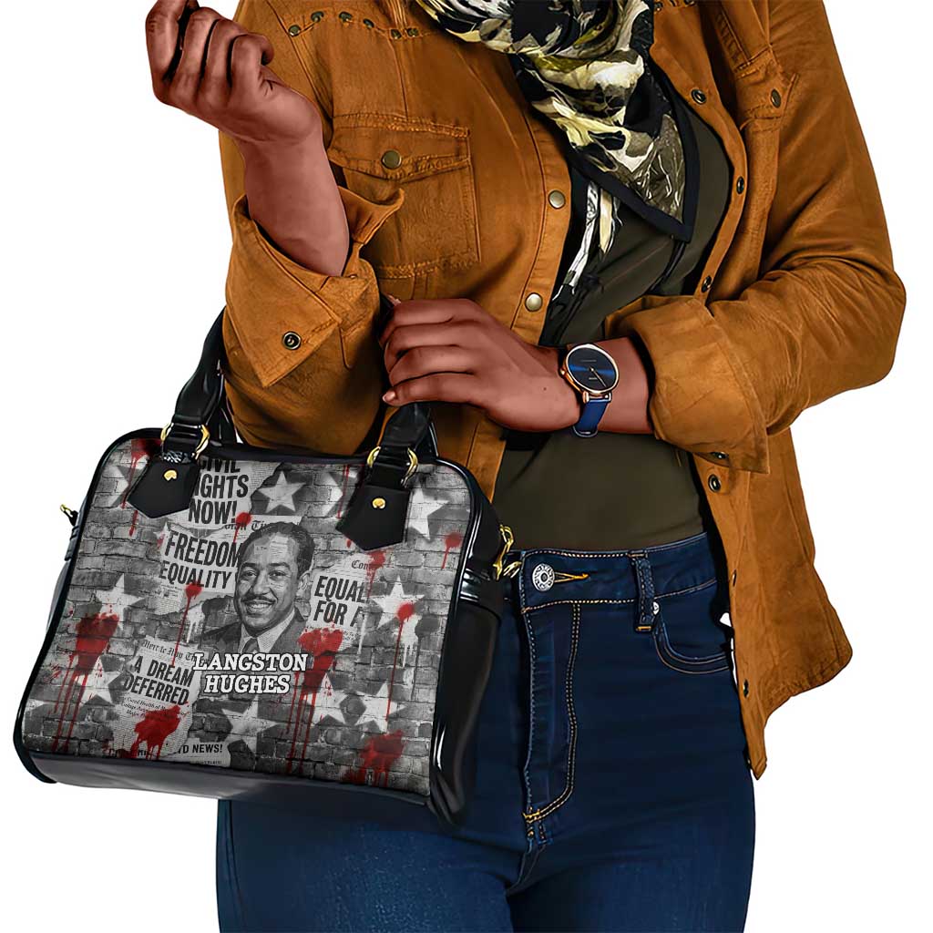 Langston Hughes Shoulder Handbag Urban Brick Wall Design with Protest Art and Poetry Powerful Quotes - Wonder Print Shop