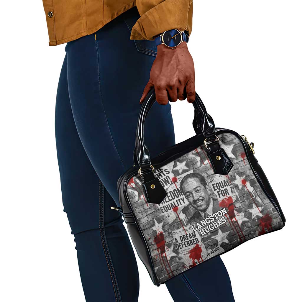 Langston Hughes Shoulder Handbag Urban Brick Wall Design with Protest Art and Poetry Powerful Quotes - Wonder Print Shop